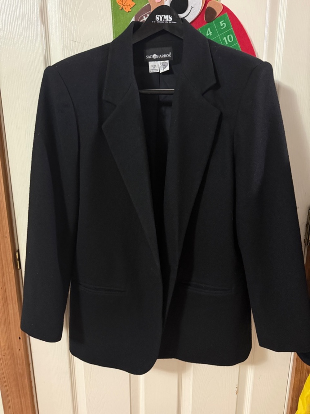 Sag Harbor Black Women's Classic Wool Blazer Jacket